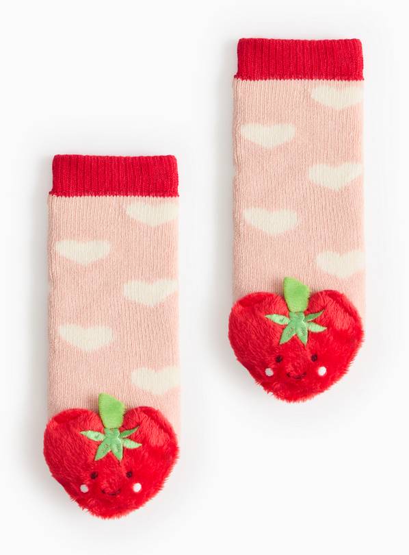 Pink Strawberry Rattle Socks 1-6 months